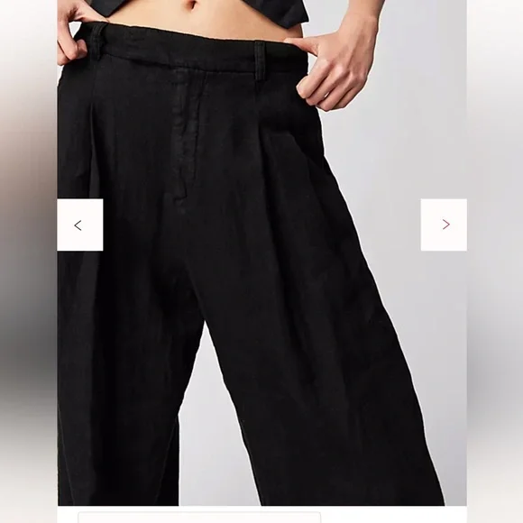 FREE PEOPLE Lyla Linen Black Trousers Size 6 - Picture 3 of 11